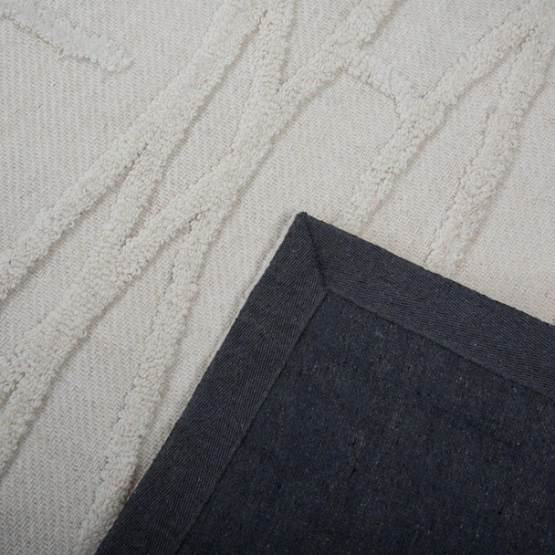 8' X 10' Ivory And Natural Wool Abstract Hand Tufted Area Rug