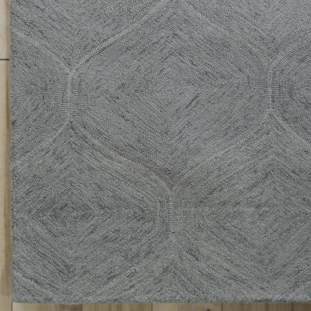 8' X 10' Gray And White Wool Geometric Hand Tufted Area Rug