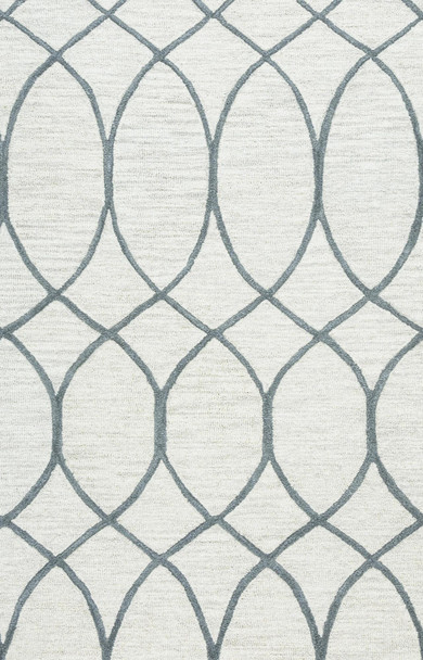 8' X 10' Ivory And Gray Wool Trellis Hand Tufted Area Rug