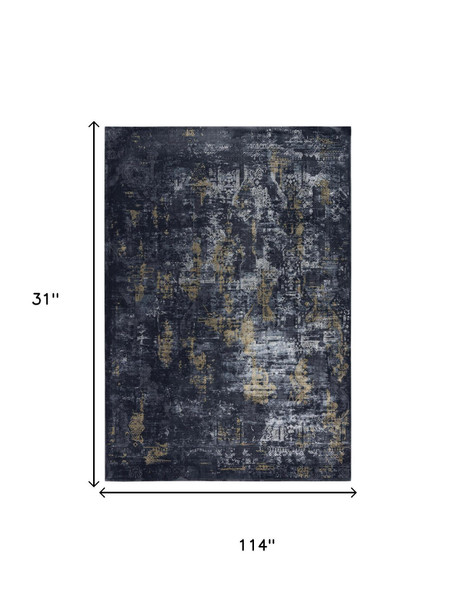 10' Black Gray Beige And Ivory Abstract Area Rug