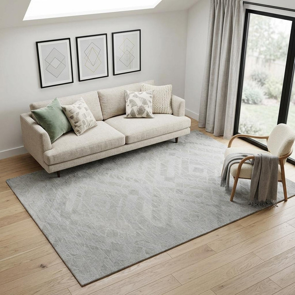 5' X 8' Gray And Dark Gray Wool Geometric Hand Tufted Area Rug