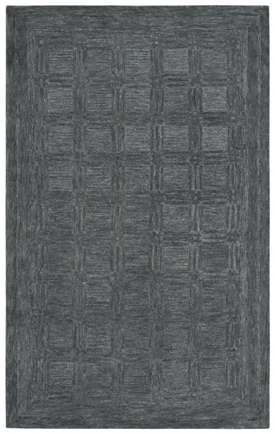 9' X 12' Gray And Dark Gray Wool Checkered Hand Tufted Area Rug
