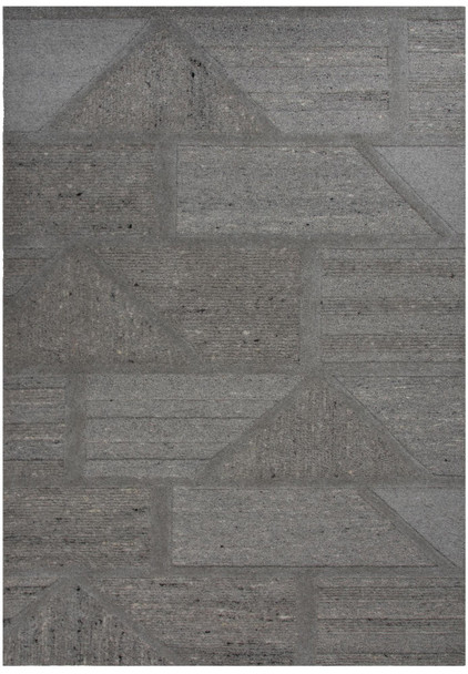8' X 10' Gray Light Gray And Dark Gray Wool Plaid Hand Tufted Area Rug