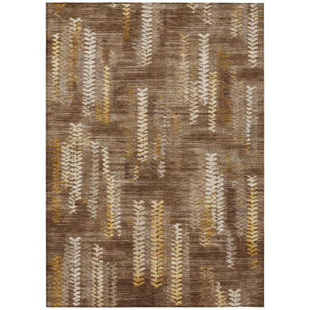 3' X 5' Chocolate And Brown Striped Washable Indoor Outdoor Area Rug