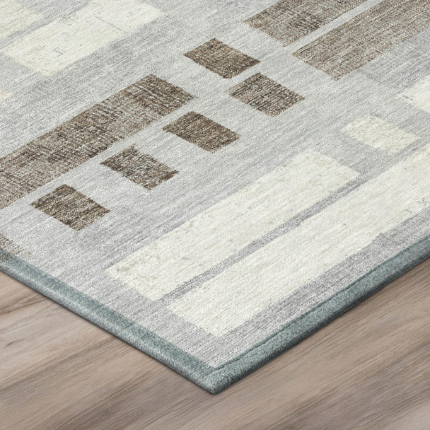 10' X 14' Silver And Gray Striped Washable Indoor Outdoor Area Rug