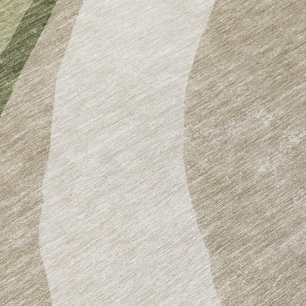 9' X 12' Olive Green And Green Abstract Washable Indoor Outdoor Area Rug