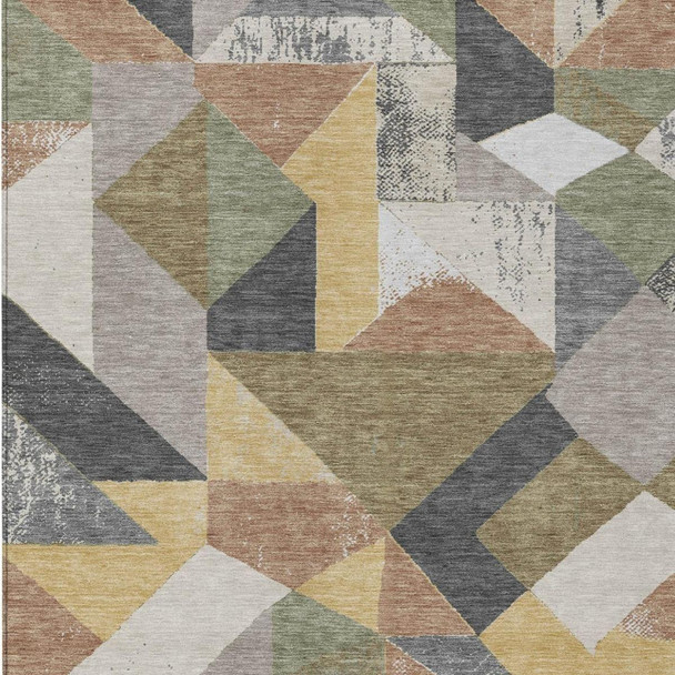 9' X 12' Graphite And Gray Geometric Washable Indoor Outdoor Area Rug
