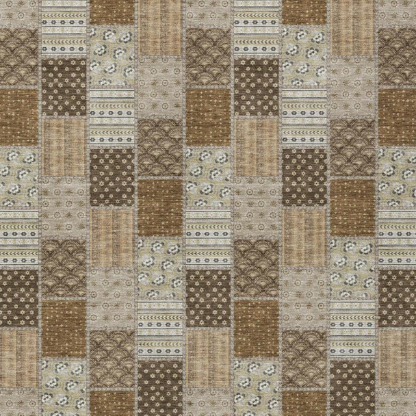 10' X 14' Chocolate And Brown Patchwork Washable Indoor Outdoor Area Rug