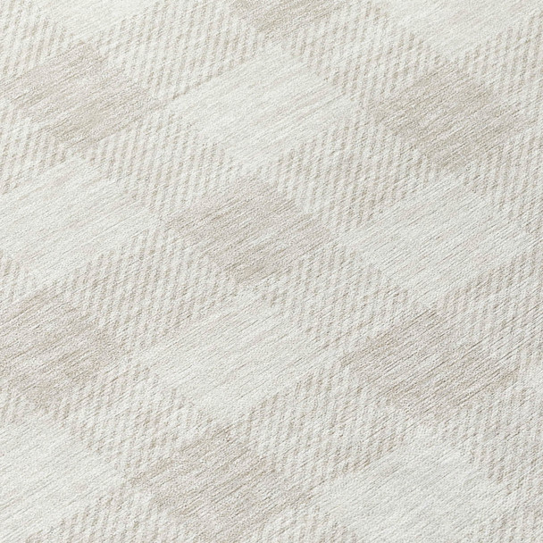 5' X 8' Ivory And Beige Plaid Washable Indoor Outdoor Area Rug