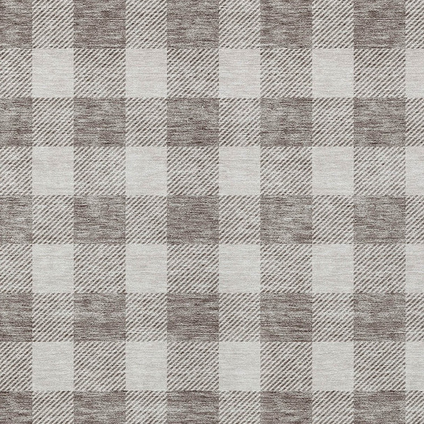 10' X 14' Taupe And Gray Plaid Washable Indoor Outdoor Area Rug