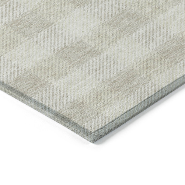5' X 8' Ivory And Beige Plaid Washable Indoor Outdoor Area Rug