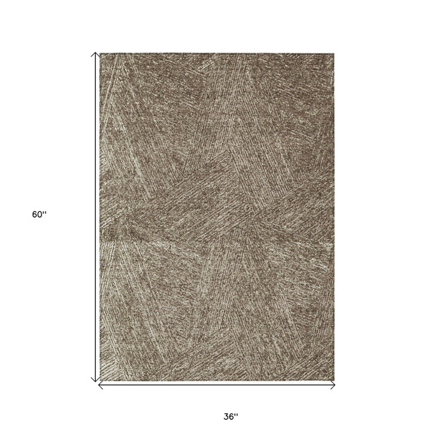 3' X 5' Chocolate And Beige Abstract Washable Indoor Outdoor Area Rug
