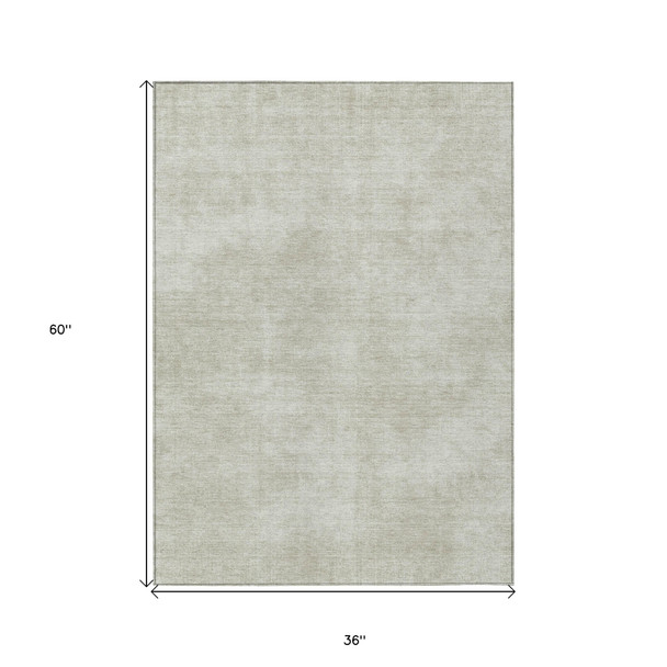 3' X 5' Beige Washable Indoor Outdoor Area Rug