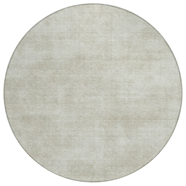8' Beige Round Washable Indoor Outdoor Area Rug