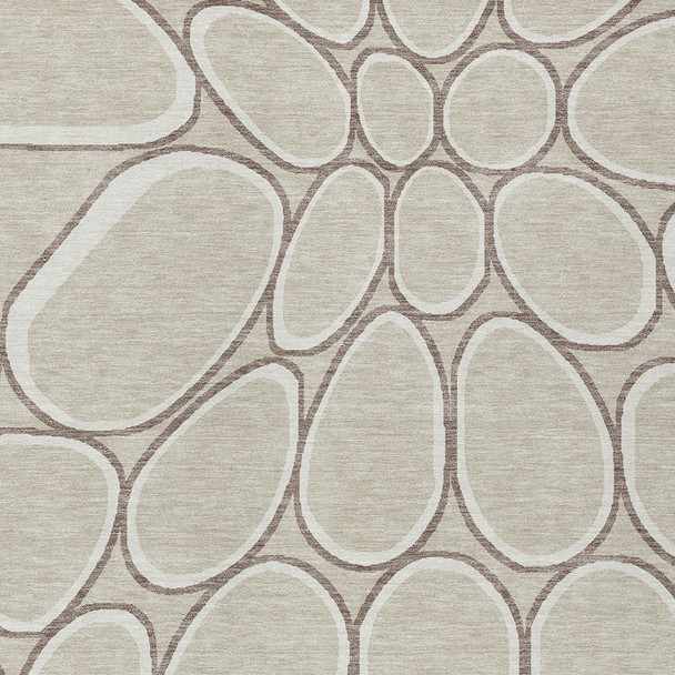 10' X 14' Beige And Brown Abstract Washable Indoor Outdoor Area Rug