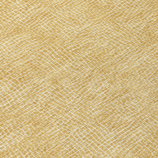 3' X 5' Gold And Ivory Geometric Washable Indoor Outdoor Area Rug