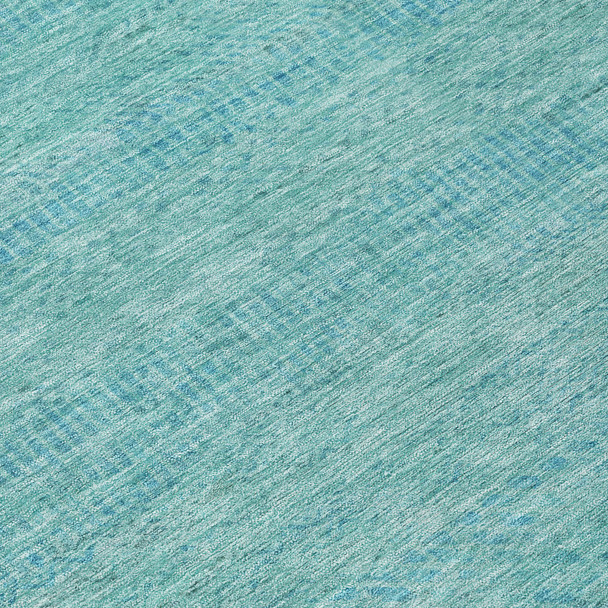 10' X 14' Aqua And Teal Blue Striped Washable Indoor Outdoor Area Rug