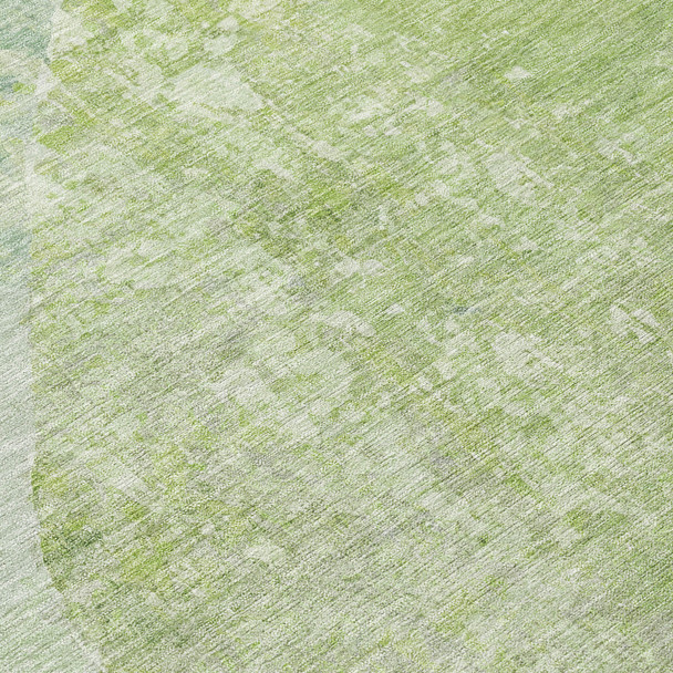 8' Artichoke Green And Mint Green Round Abstract Washable Indoor Outdoor Area Rug