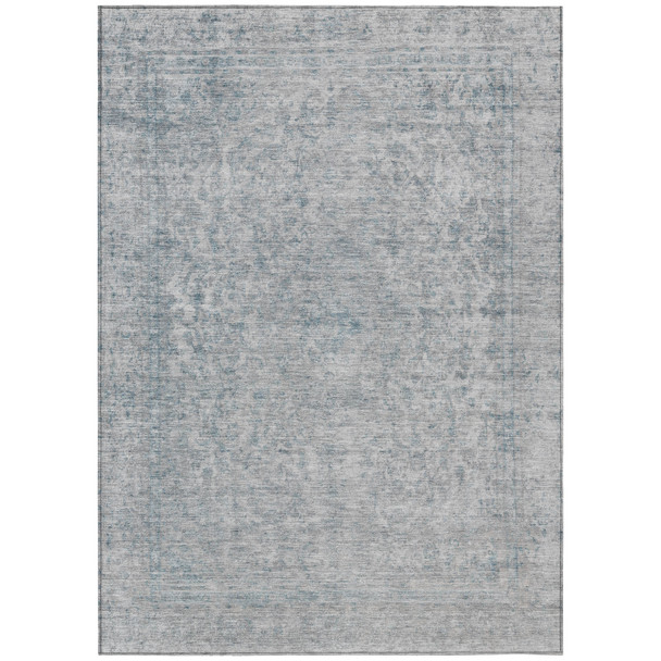 3' X 5' Silver And Beige Abstract Washable Indoor Outdoor Area Rug