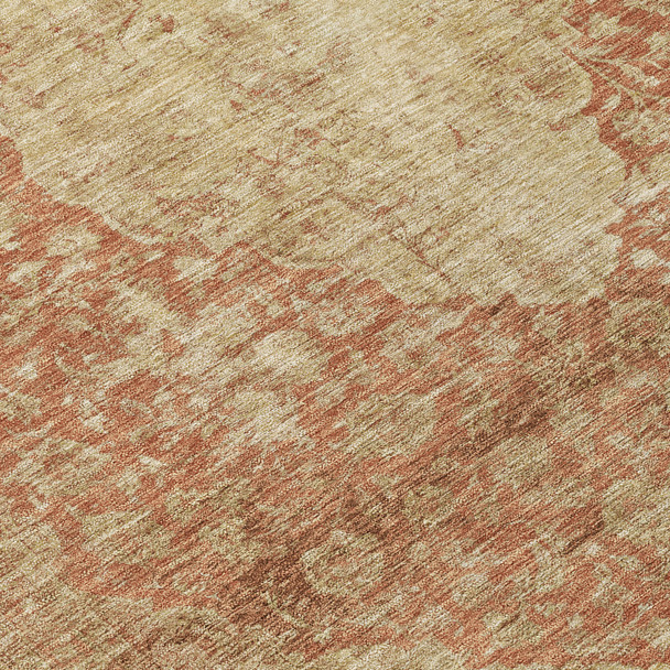 10' X 14' Rust And Beige Medallion Washable Indoor Outdoor Area Rug