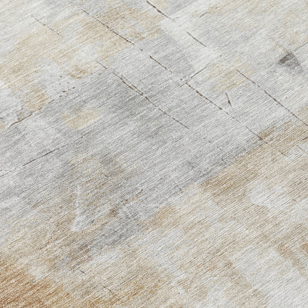 8' X 10' Linen Gray And Ivory Abstract Washable Indoor Outdoor Area Rug