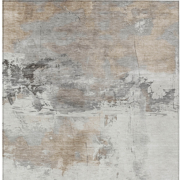 3' X 5' Ivory And Gray Abstract Washable Indoor Outdoor Area Rug