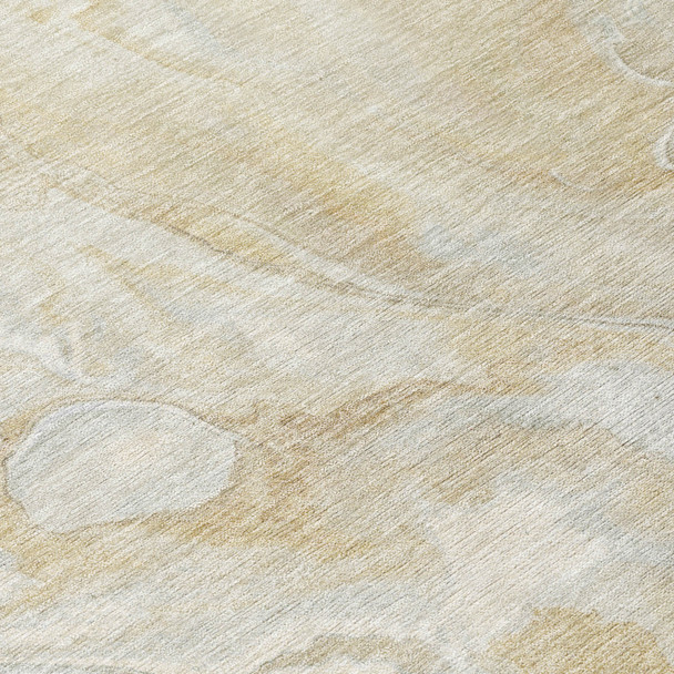 5' X 8' Beige And Silver Abstract Washable Indoor Outdoor Area Rug