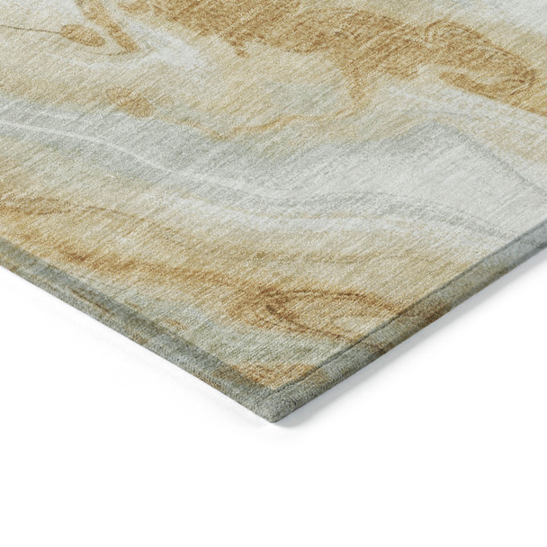 9' X 12' Gold And Silver Abstract Washable Indoor Outdoor Area Rug