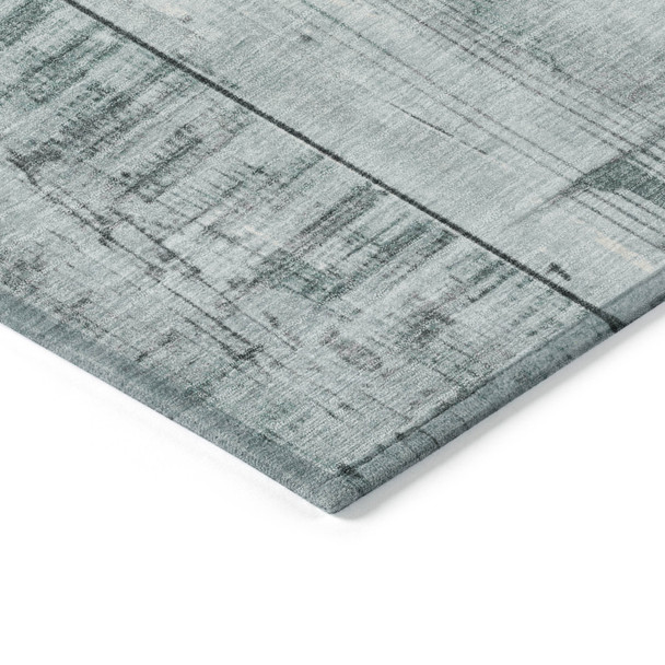 10' X 14' Pale Aqua And Gray Geometric Washable Indoor Outdoor Area Rug