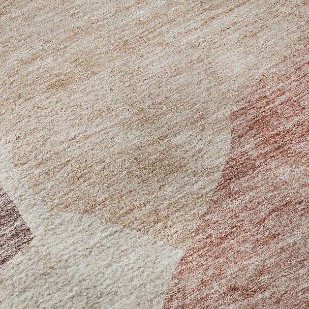 5' X 8' Blush And Plum Abstract Washable Area Rug With UV Protection