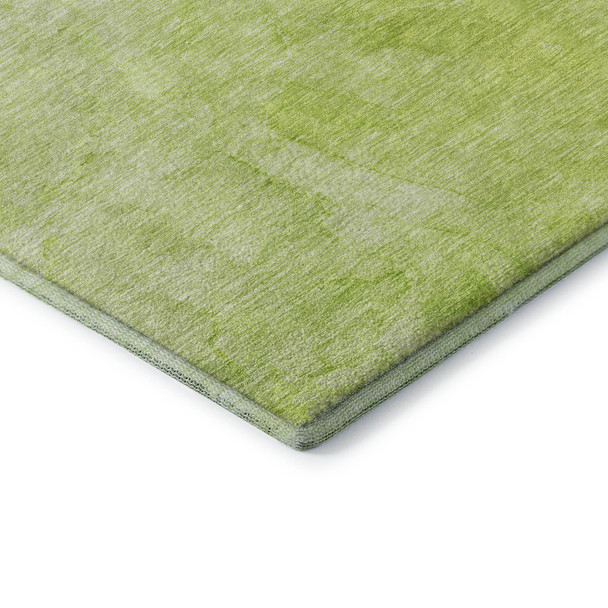 10' X 14' Artichoke Green And Ivory Abstract Washable Area Rug With UV Protection