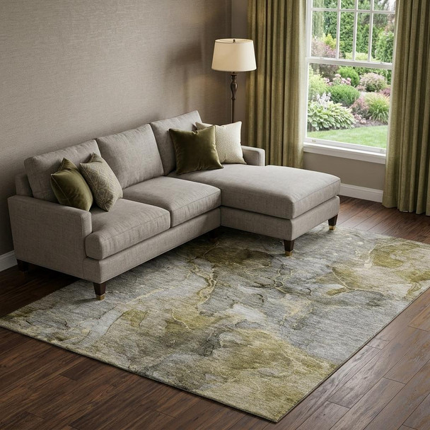 8' X 10' Taupe And Brown Abstract Washable Area Rug With UV Protection