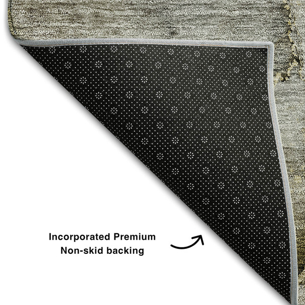 10' X 14' Taupe And Brown Abstract Washable Area Rug With UV Protection