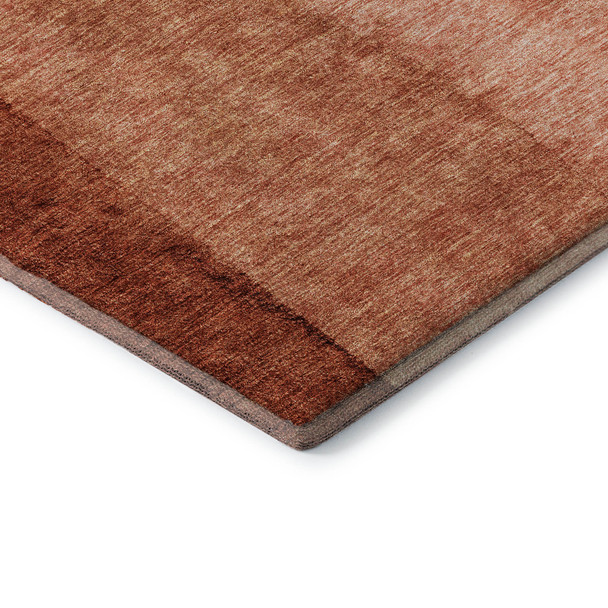8' X 10' Rust And Ivory Ombre Washable Area Rug With UV Protection
