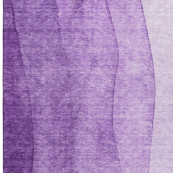 10' X 14' Purple And Ivory Ombre Washable Area Rug With UV Protection