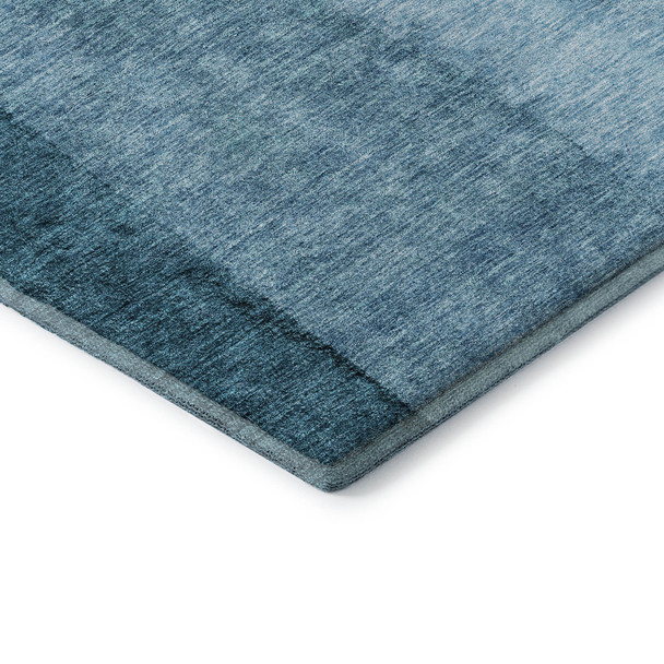 8' X 10' Teal And Ivory Ombre Washable Area Rug With UV Protection