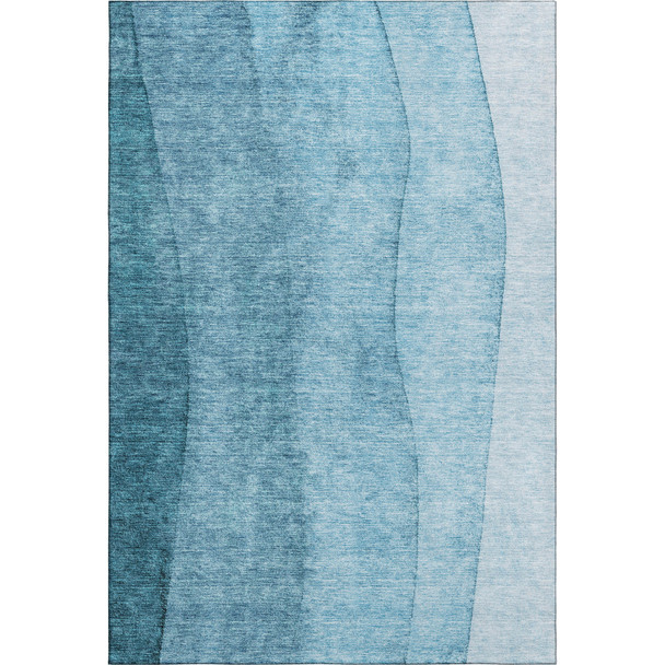 9' X 12' Teal And Ivory Ombre Washable Area Rug With UV Protection