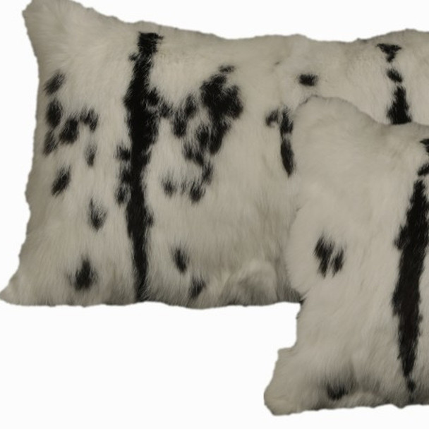 Set of Two 12" X 20" Black and White Throw Pillows