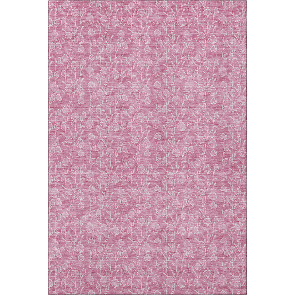9' X 12' Blush And Ivory Floral Washable Area Rug With UV Protection