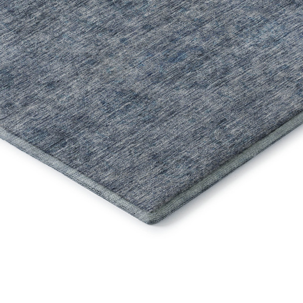 8' X 10' Blue And Silver Abstract Washable Area Rug With UV Protection