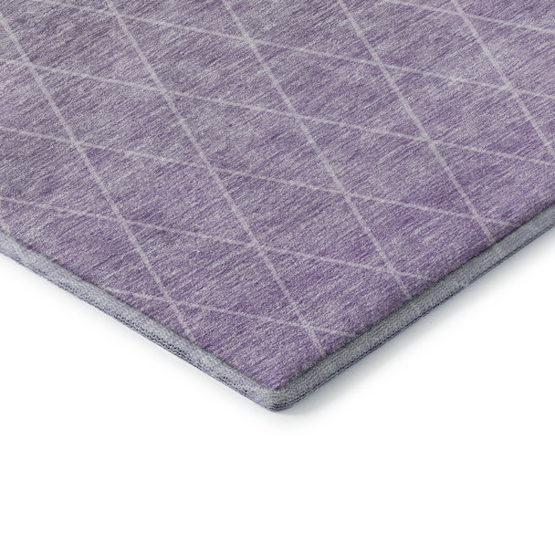 3' X 5' Lavender And Ivory Geometric Washable Area Rug With UV Protection