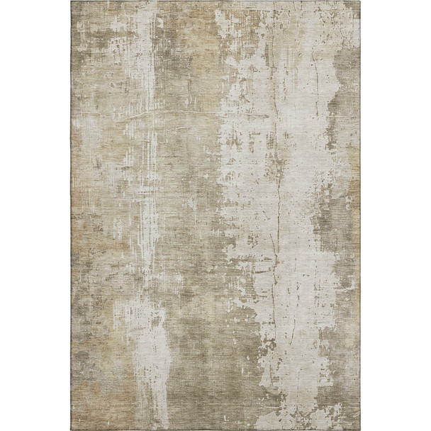 3' X 5' Taupe And Ivory Abstract Washable Area Rug With UV Protection