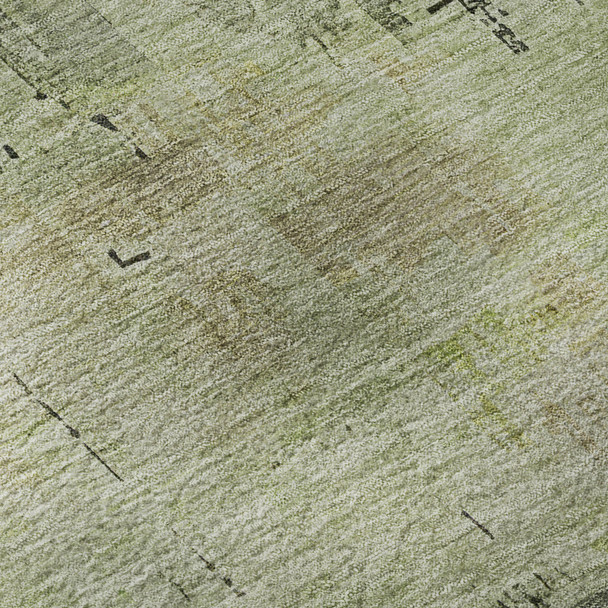 5' X 8' Artichoke Green Charcoal And Silver Abstract Washable Area Rug With UV Protection