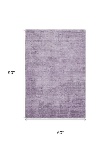 5' X 8' Lavender And Purple Abstract Washable Area Rug With UV Protection