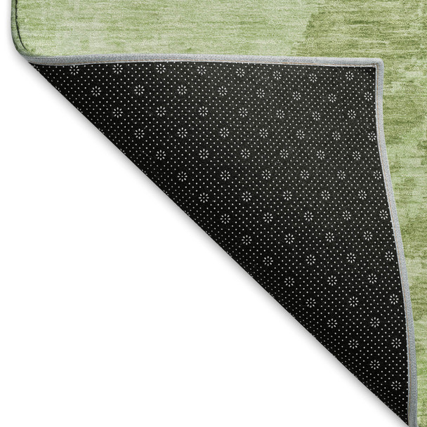 10' X 14' Artichoke Green And Ivory Abstract Washable Area Rug With UV Protection