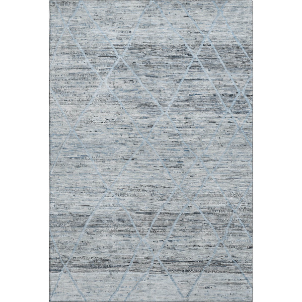 9' X 12' Blue Gray And Silver Abstract Geometric Washable Area Rug With UV Protection