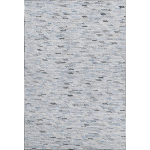 5' X 8' Blue Gray And Ivory Geometric Washable Area Rug With UV Protection