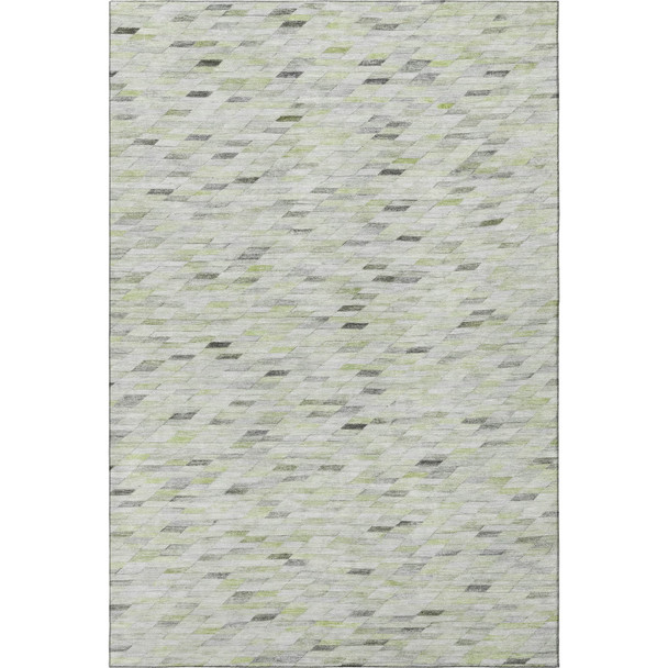 8' X 10' Green Gray And Ivory Geometric Washable Area Rug With UV Protection