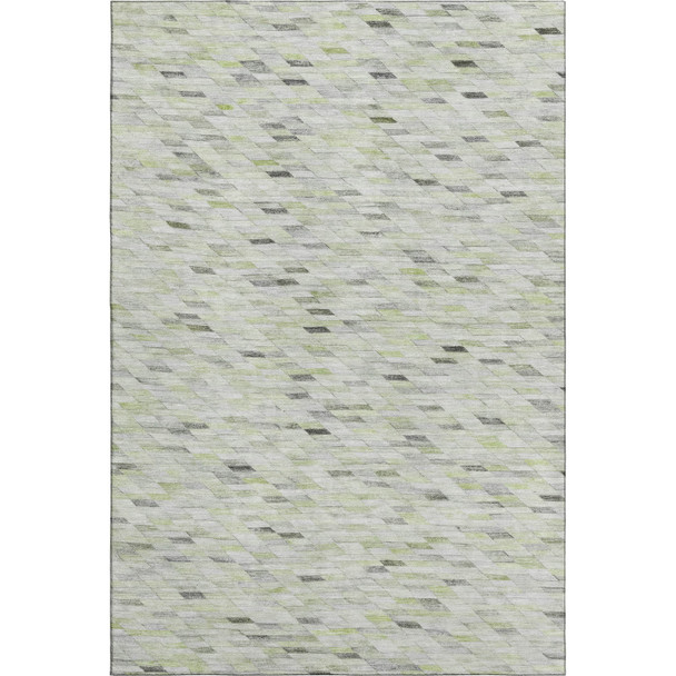 9' X 12' Green Gray And Ivory Geometric Washable Area Rug With UV Protection
