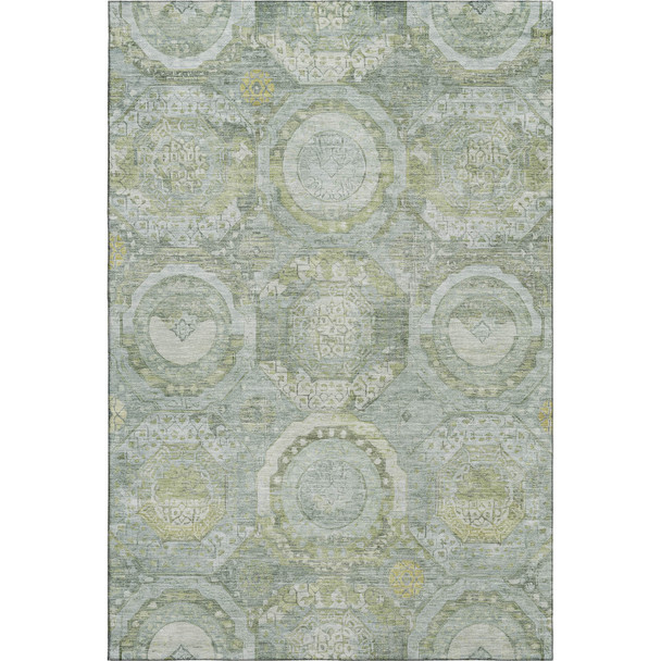 3' X 5' Sage Gold And Gray Mosaic Washable Area Rug With UV Protection